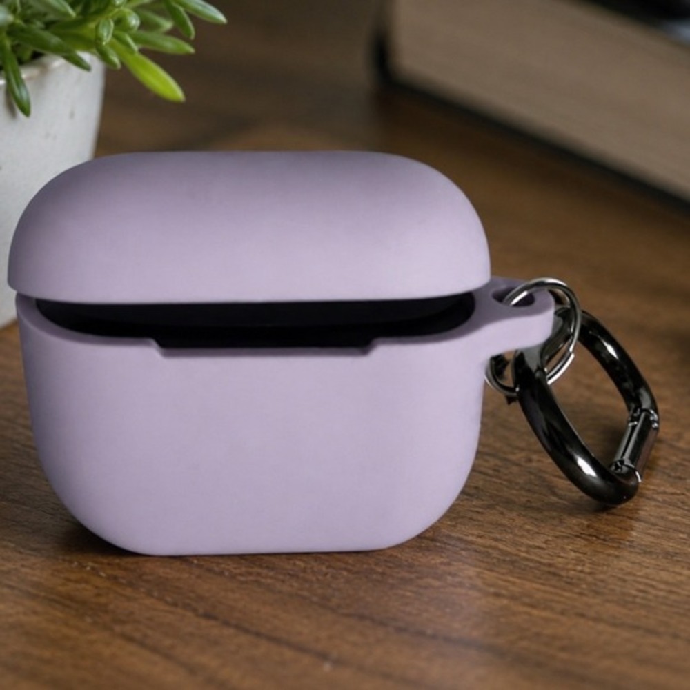 Lavender Purple Silicone Case Apple‎ AirPods Pro Metal Carabiner Clip J-01